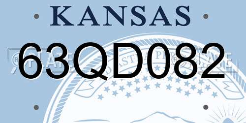 63QD082 Kansas License Plate