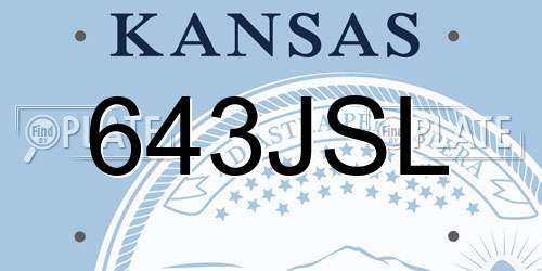 643JSL Kansas License Plate