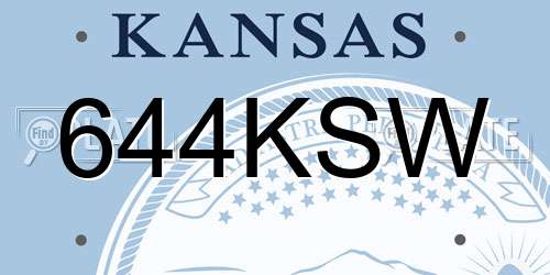 644KSW Kansas License Plate