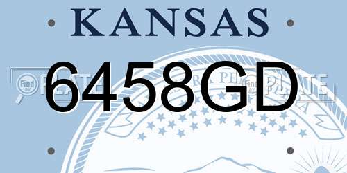 6458GD Kansas License Plate