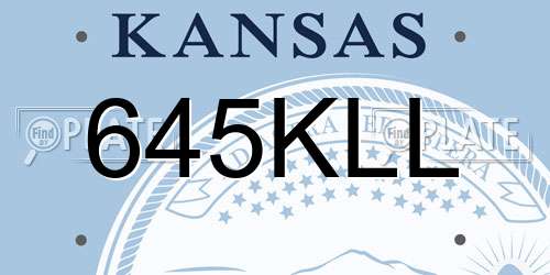 645KLL Kansas License Plate