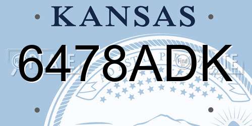 6478ADK Kansas License Plate