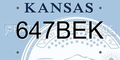 647BEK Kansas License Plate