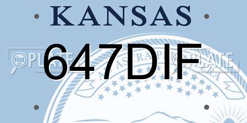 647DIF Kansas License Plate