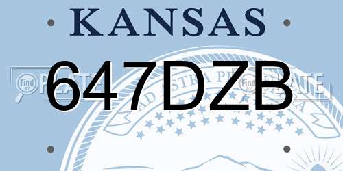 647DZB Kansas License Plate