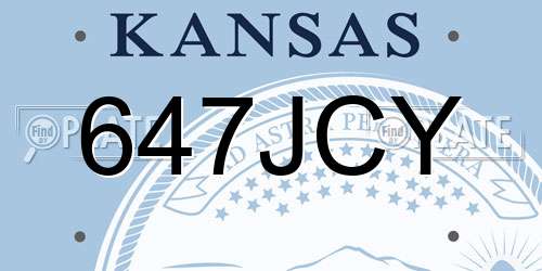 647JCY Kansas License Plate