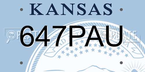 647PAU Kansas License Plate