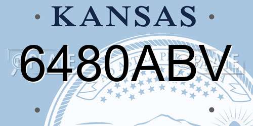 6480ABV Kansas License Plate