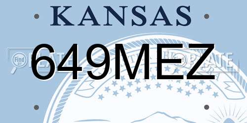 649MEZ Kansas License Plate