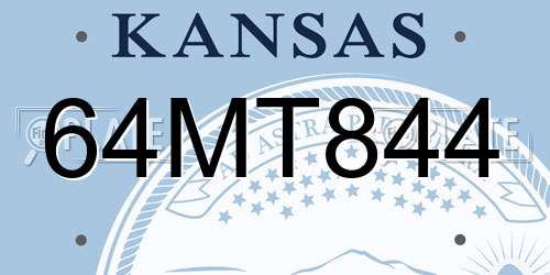 64MT844 Kansas License Plate