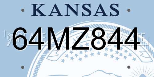 64MZ844 Kansas License Plate