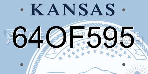 64OF595 Kansas License Plate