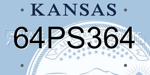 64PS364 Kansas License Plate