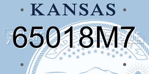 65018M7 Kansas License Plate