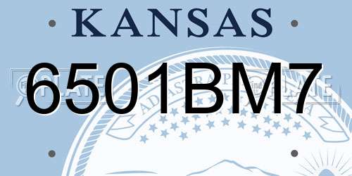 6501BM7 Kansas License Plate