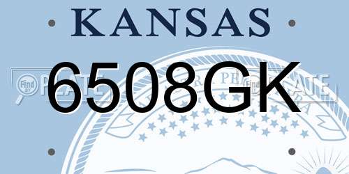 6508GK Kansas License Plate