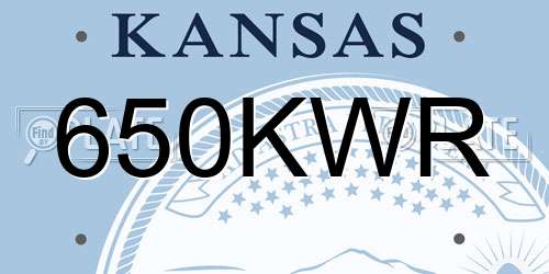 650KWR Kansas License Plate