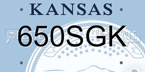 650SGK Kansas License Plate