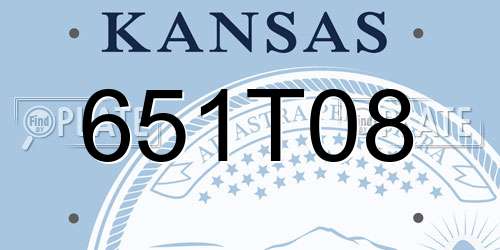 651T08 Kansas License Plate