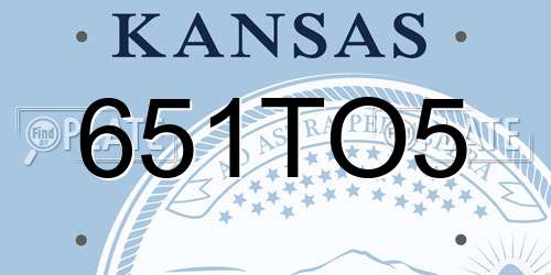 651TO5 Kansas License Plate