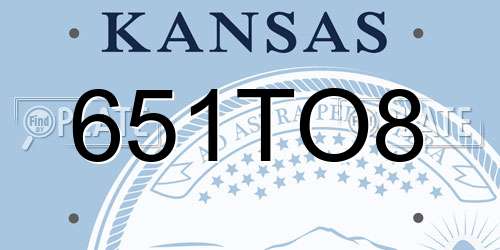 651TO8 Kansas License Plate
