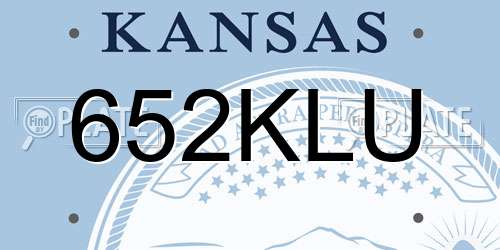 652KLU Kansas License Plate