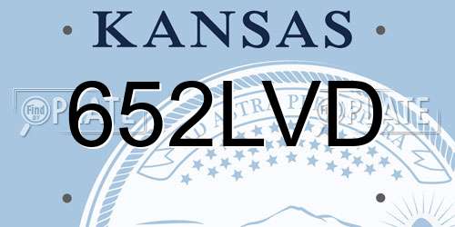 652LVD Kansas License Plate