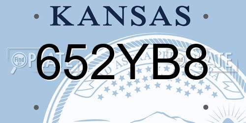 652YB8 Kansas License Plate