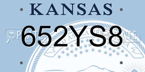 652YS8 Kansas License Plate