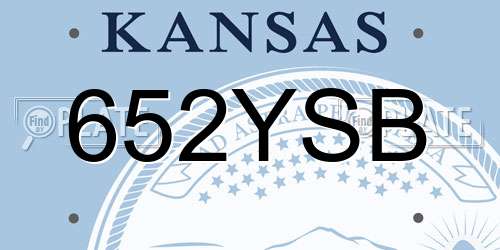 652YSB Kansas License Plate
