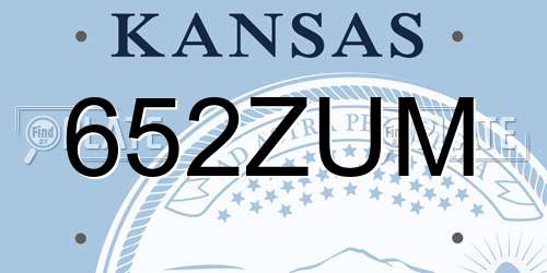 652ZUM Kansas License Plate