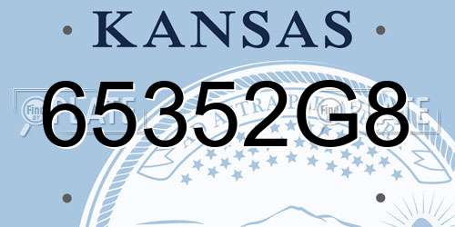 65352G8 Kansas License Plate