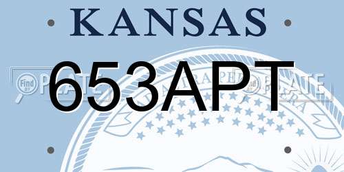653APT Kansas License Plate