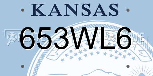 653WL6 Kansas License Plate