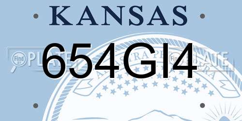 654GI4 Kansas License Plate