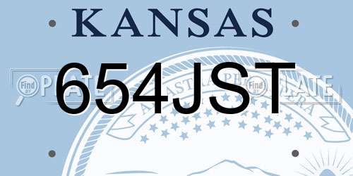 654JST Kansas License Plate