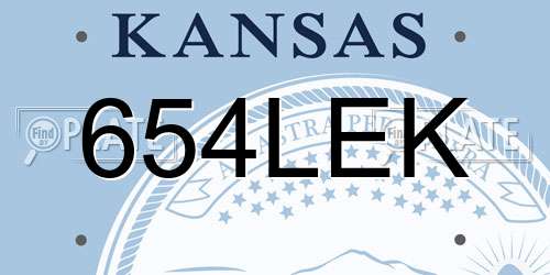 654LEK Kansas License Plate