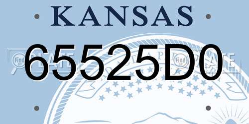 65525D0 Kansas License Plate