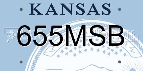 655MSB Kansas License Plate