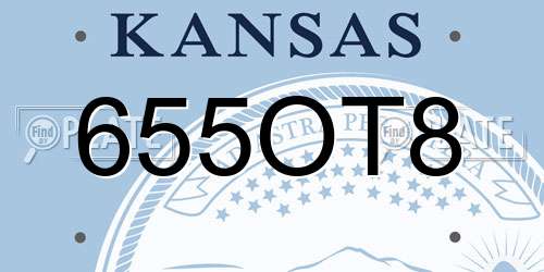 655OT8 Kansas License Plate