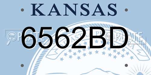 6562BD Kansas License Plate
