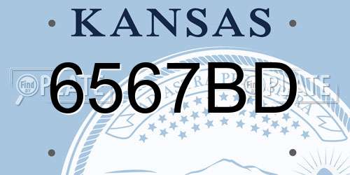 6567BD Kansas License Plate