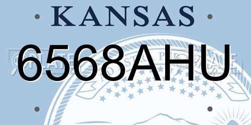 6568AHU Kansas License Plate