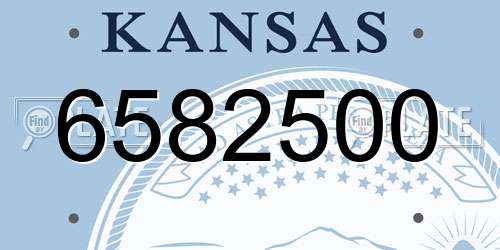 6582500 Kansas License Plate