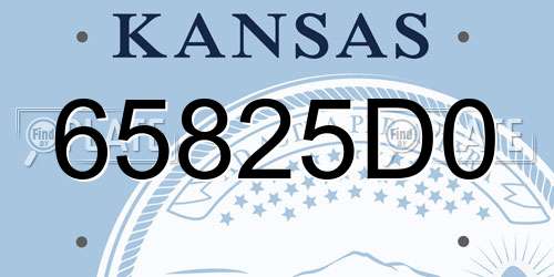 65825D0 Kansas License Plate
