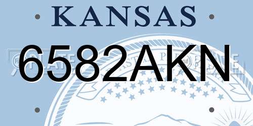 6582AKN Kansas License Plate