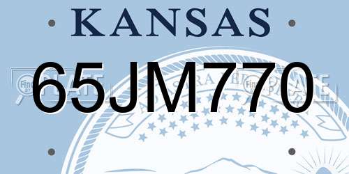 65JM770 Kansas License Plate