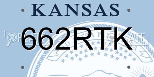 662RTK Kansas License Plate