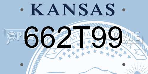662T99 Kansas License Plate