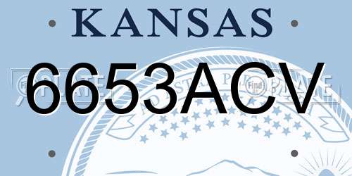 6653ACV Kansas License Plate